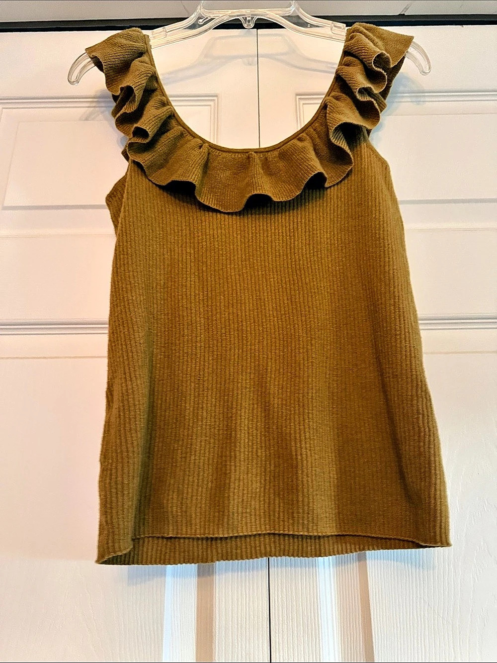 Madewell Ruffle Knit Tank in Brown Size Small Like New